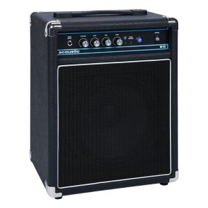 Right angle view of Acoustic B10 10 W 1×10″ Bass Guitar Combo