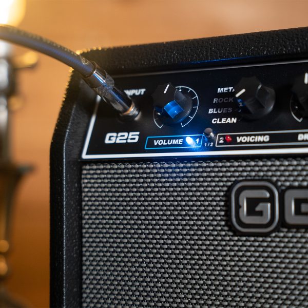 Close up of channel 1 on GAMMA G25 guitar amp
