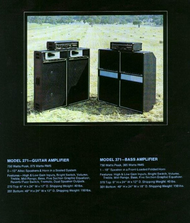 vintage ad showing two amplifier stacks in a hayfield