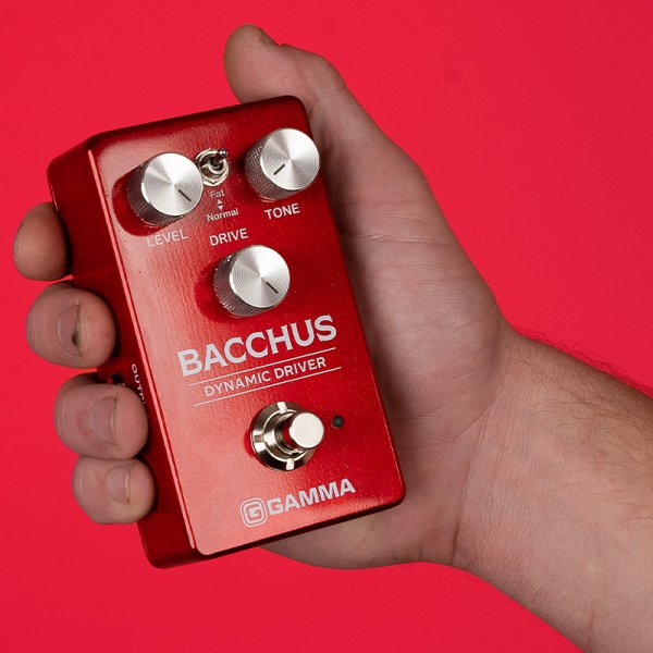 Gamma Bacchus dynamic driver pedal in hand.