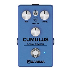 Gamma Cumulus 3-way reverb pedal front.