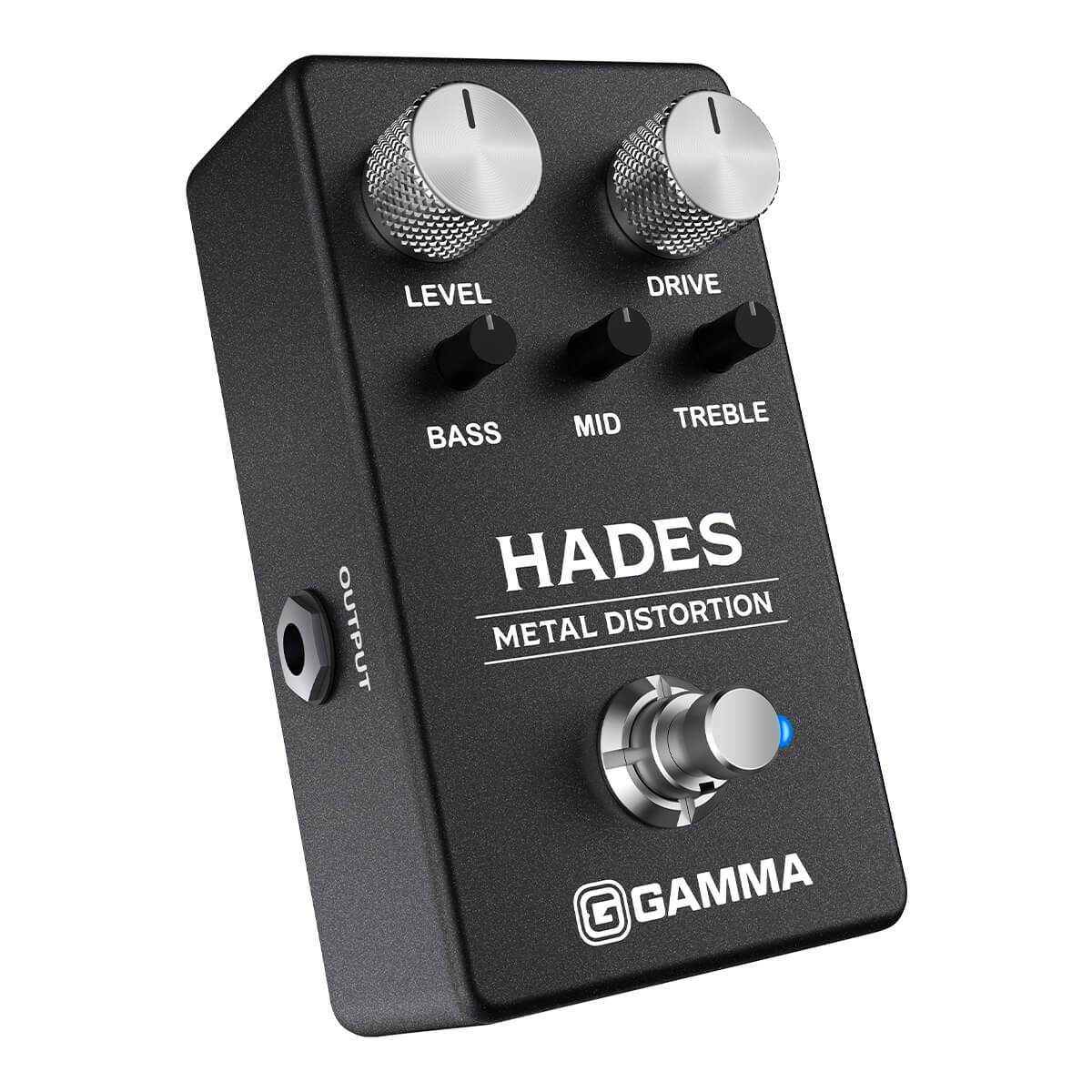Gamma Hades metal distortion pedal angled right.