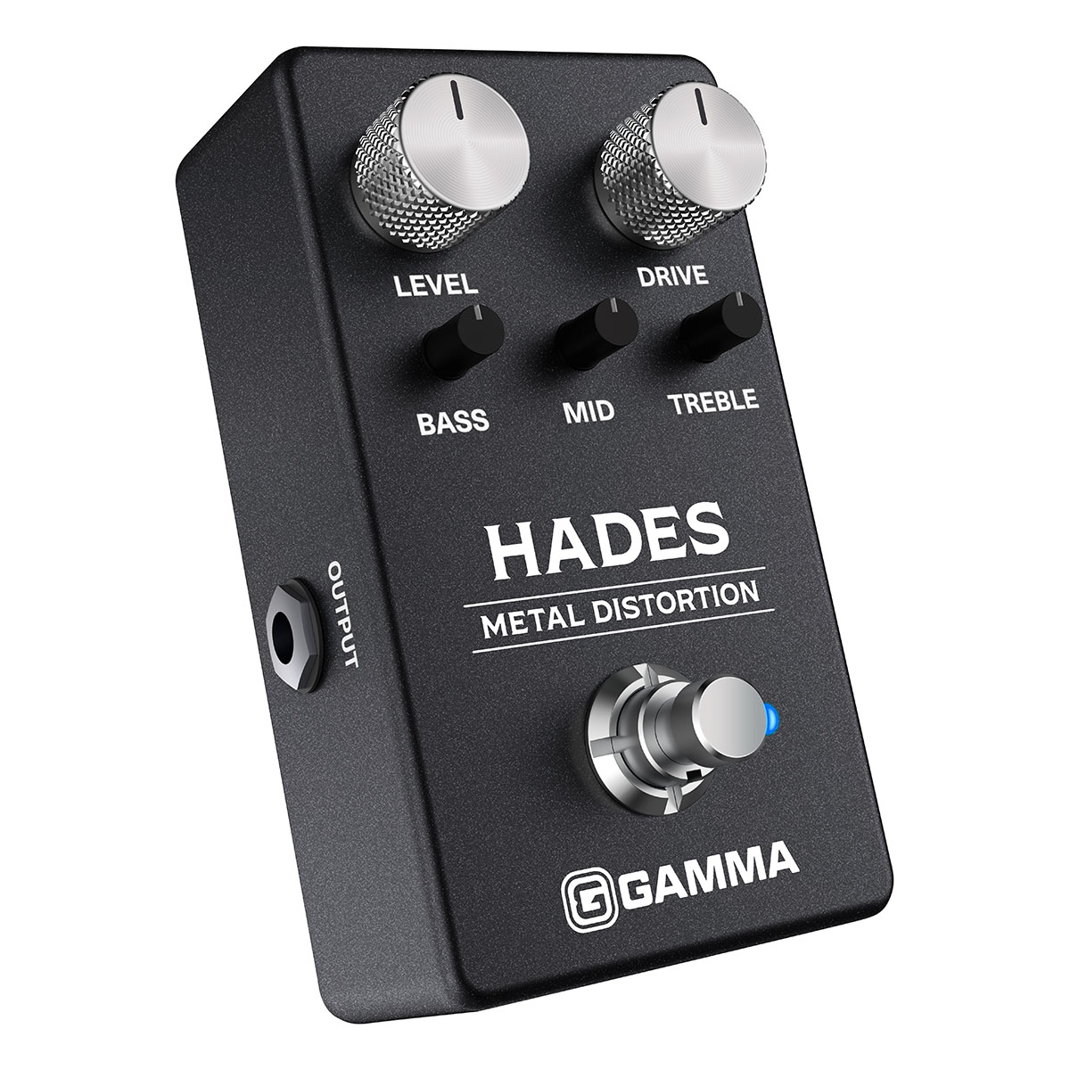 Gamma Hades metal distortion pedal angled right.